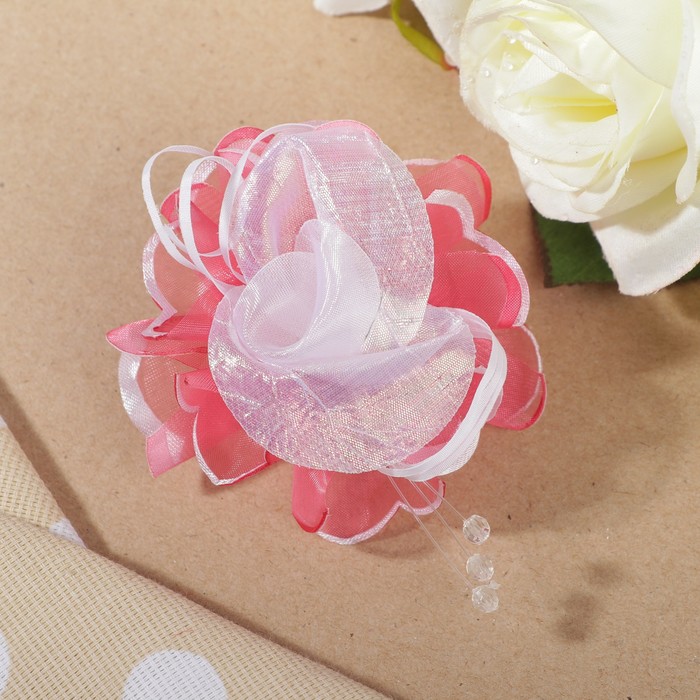 Бант для девочек с резинкой "Солнышко", с бусинами, 8 см, микс