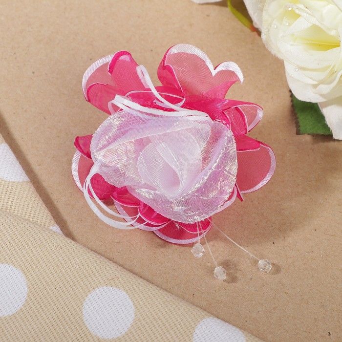 Бант для девочек с резинкой "Солнышко", с бусинами, 8 см, микс