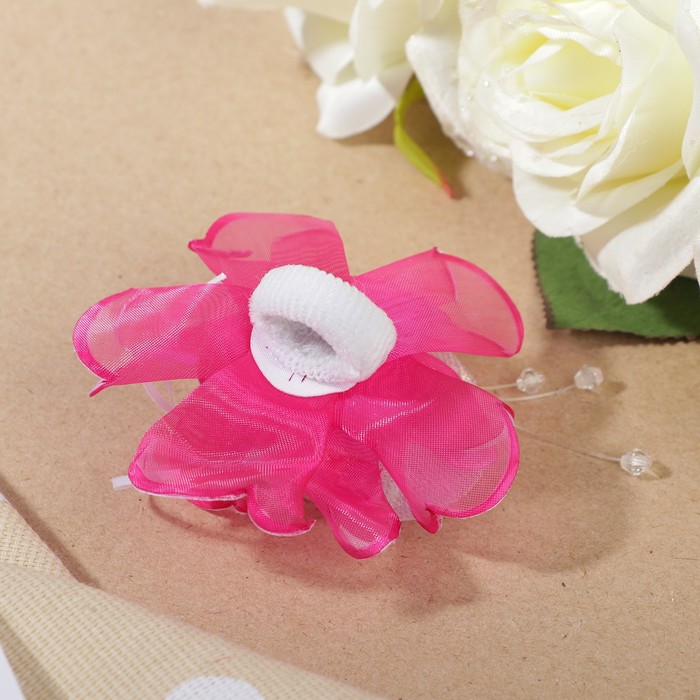 Бант для девочек с резинкой "Солнышко", с бусинами, 8 см, микс