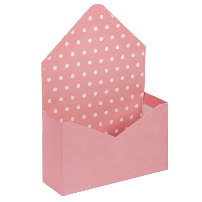 Коробка-конверт, "Белый горох на розовом", 23 х 8 х 34 см, набор 3 шт