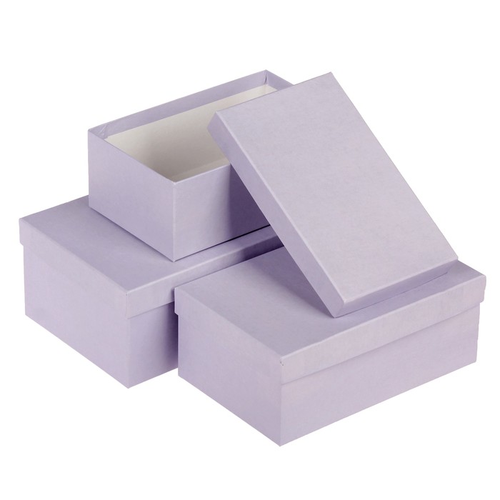 Набор коробок 3в1 "Лиловый однотонный", 23,5 х 15 х 9,5 - 19,5 х 12 х 7,5 см