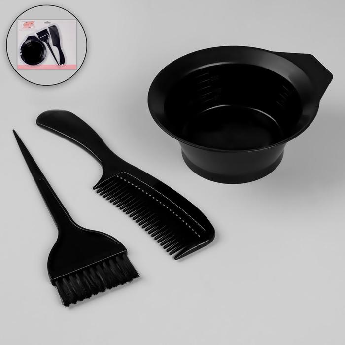 Набор для окрашивания, 3 предмета, цвет чёрный набор маникюрно косметический 3 предмета цвет чёрный
