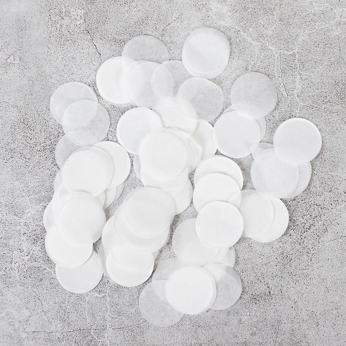 Наполнитель для шара "Конфетти круг" 2,5 см, бумага, цвет белый, 500г