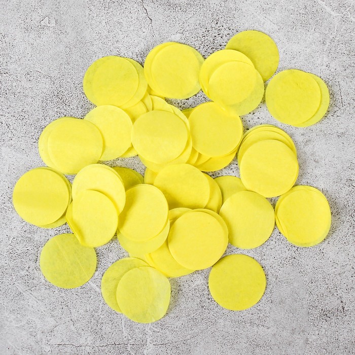 Наполнитель для шара "Конфетти круг" 2,5 см, бумага, цвет желтый, 500г