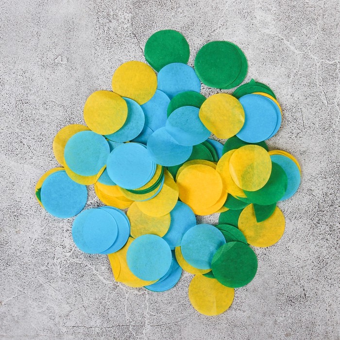 Наполнитель для шара "Конфетти круг" 2,5 см, бумага, МИКС желтый/голубой, 500г