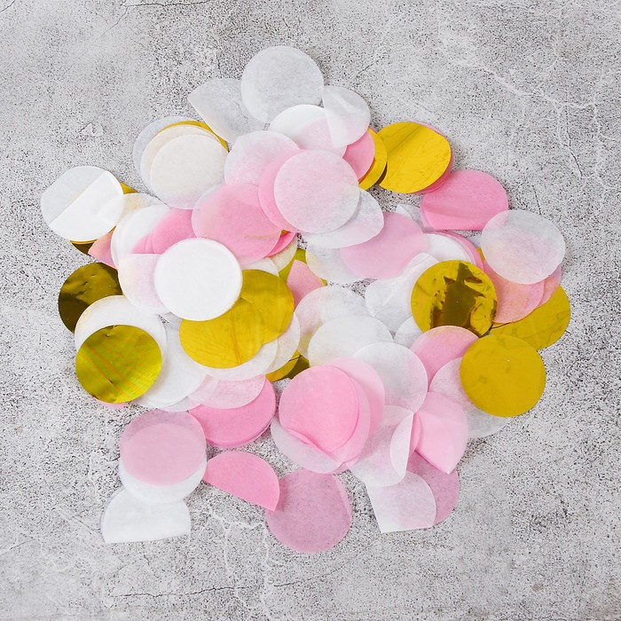 Наполнитель для шара "Конфетти круг" 2,5 см, фольга, МИКС золотой и розовый, 500г