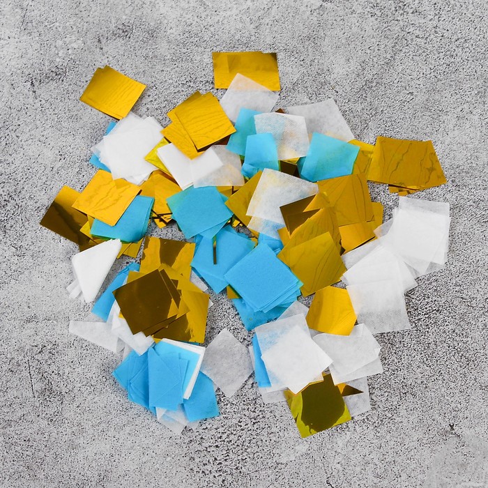 Наполнитель для шара "Конфетти квадрат" 1,4 см, бумага и фольга, МИКС голубой 500г