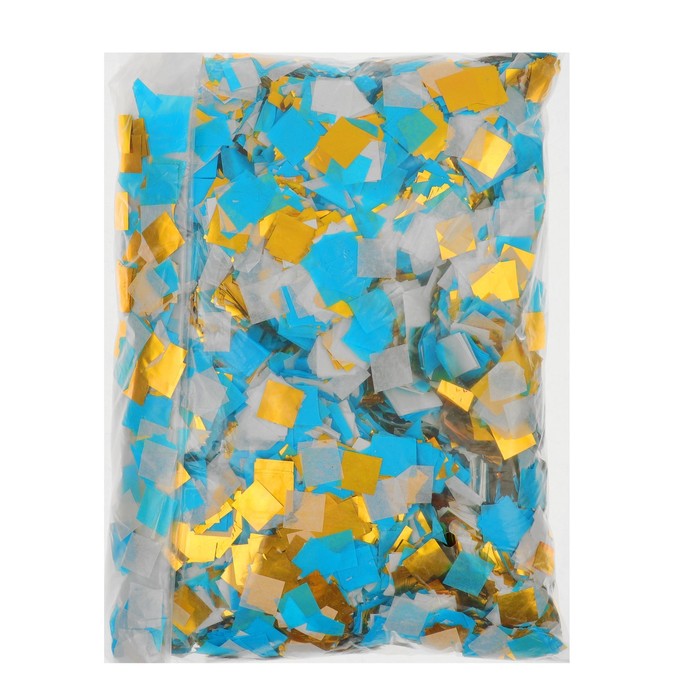 Наполнитель для шара "Конфетти квадрат" 1,4 см, бумага и фольга, МИКС голубой 500г