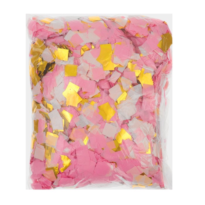 Наполнитель для шара "Конфетти квадрат" 1,4 см, бумага и фольга, МИКС розовый 500г