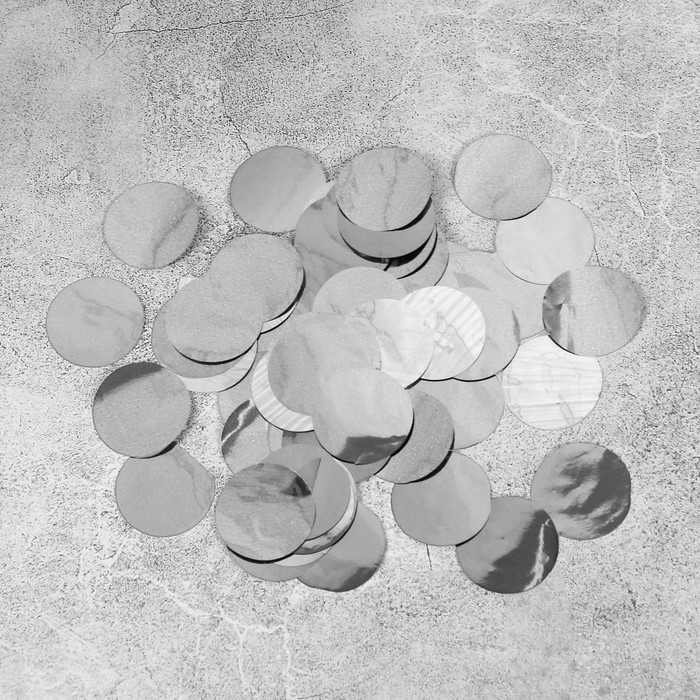 Наполнитель для шара "Конфетти круг" 2,5 см, фольга, цвет серебряный 500г