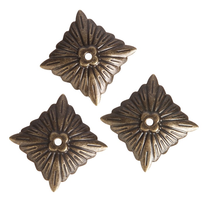 Декор для творчества металл "Квадрат" бронза набор 20 шт 2,1х2,1 см