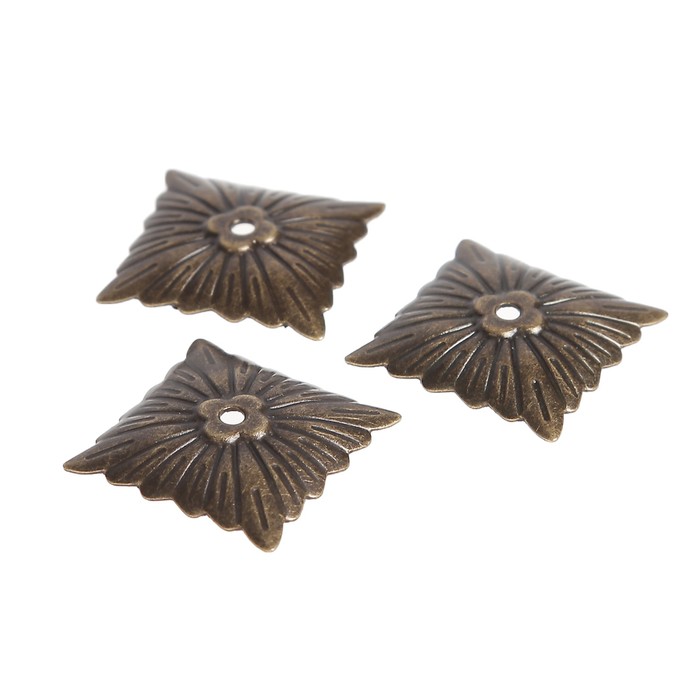 Декор для творчества металл "Квадрат" бронза набор 20 шт 2,1х2,1 см