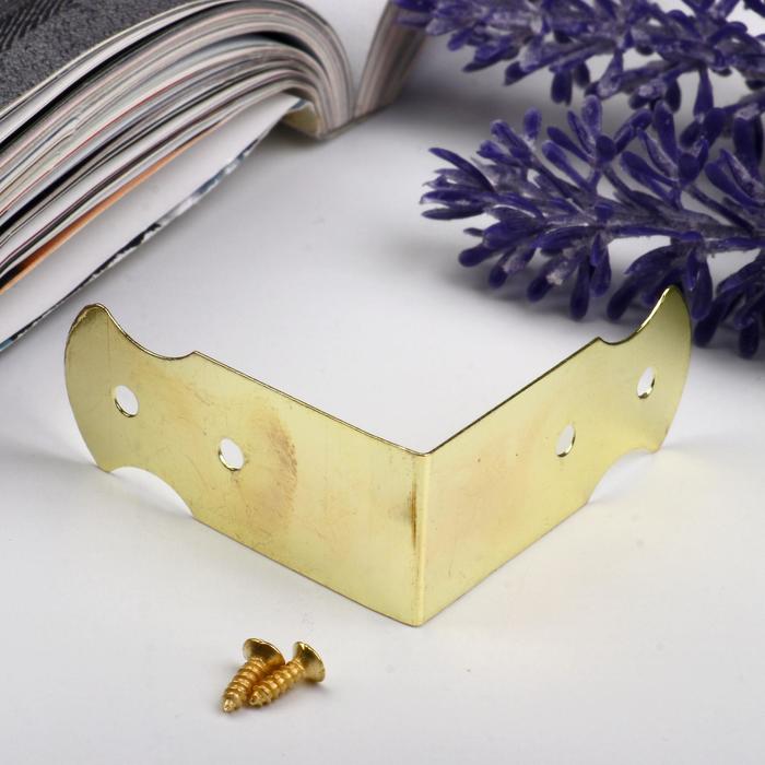 Уголок (накладка) для шкатулок металл + гвозд. золото 4,1х1,8 см