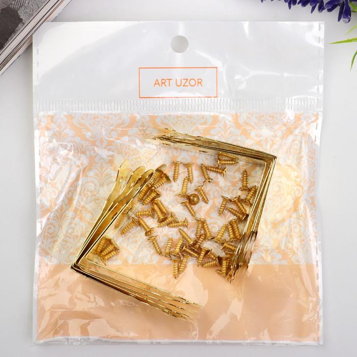 Уголок (накладка) для шкатулок металл + гвозд. золото 4,1х1,8 см