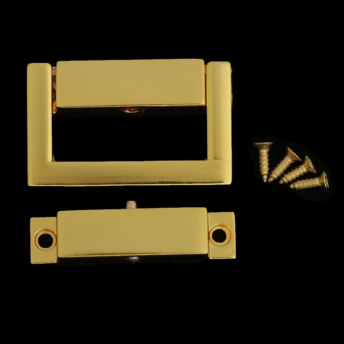 Замок литой с шариковой защёлкой металл для шкатулки золото + гвозд. 3,8х2,3 см