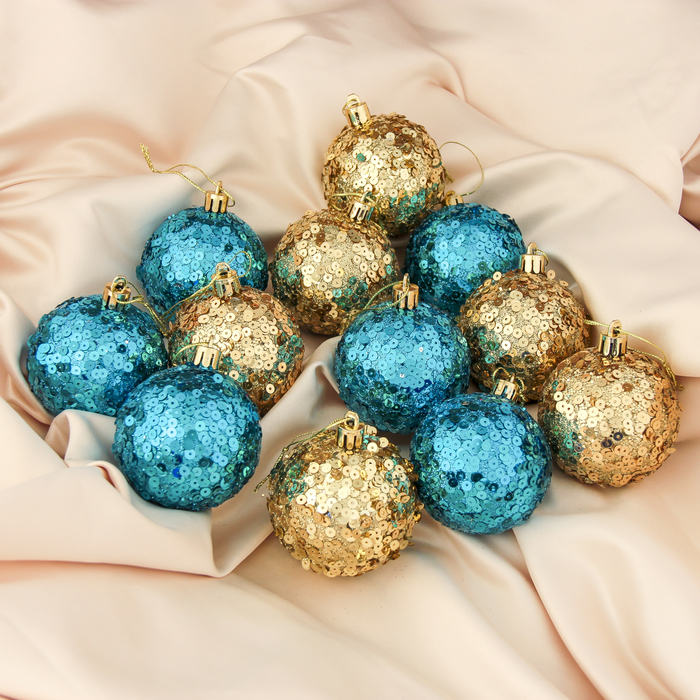 Набор шаров пластик d-6 см 6 шт "Ностальгия" желто синий