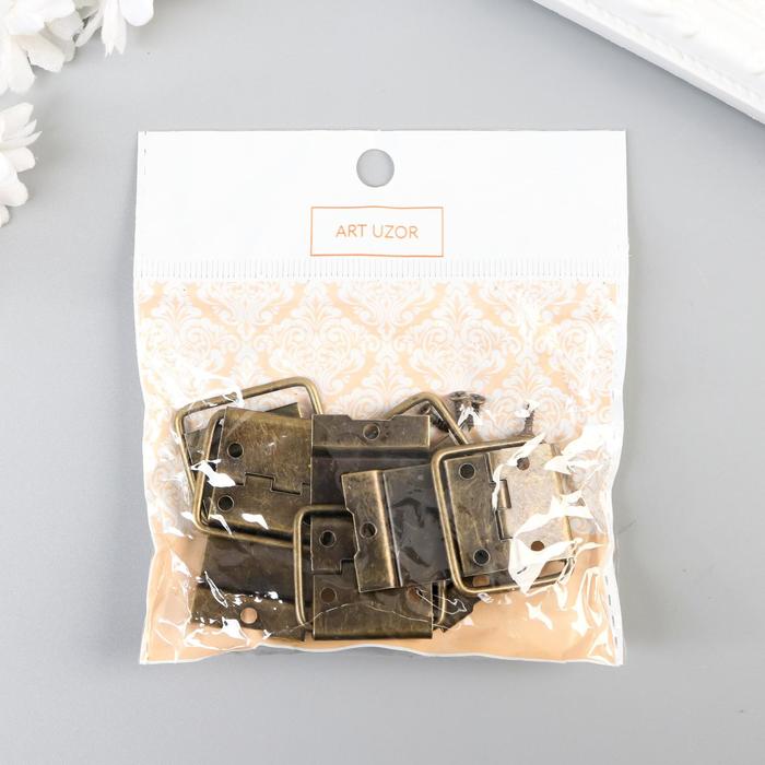 Петля накладная с упором угол открывания 90 градусов + гвозд. бронза набор 5 шт 4,8х2,4 см