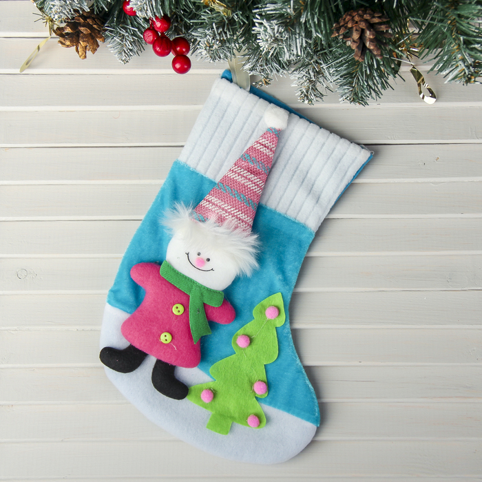 Носок для подарков "Яркий праздник" 17,5*26 см, снеговик