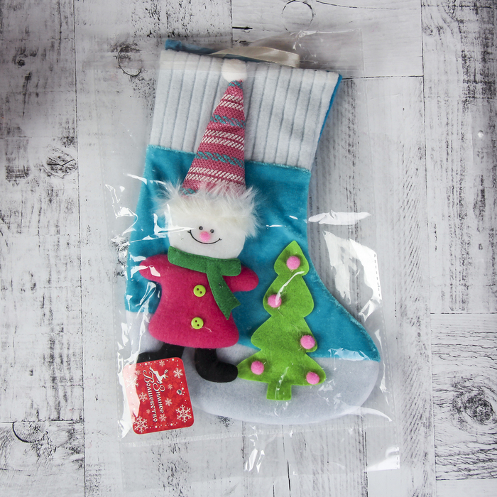 Носок для подарков "Яркий праздник" 17,5*26 см, снеговик