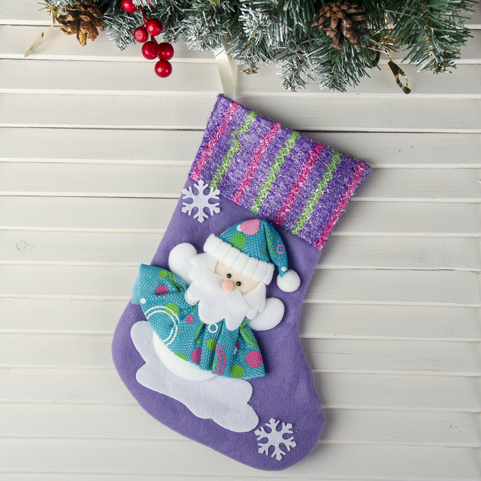 Носок для подарков "Веселье" 18,5*26 см, дед мороз