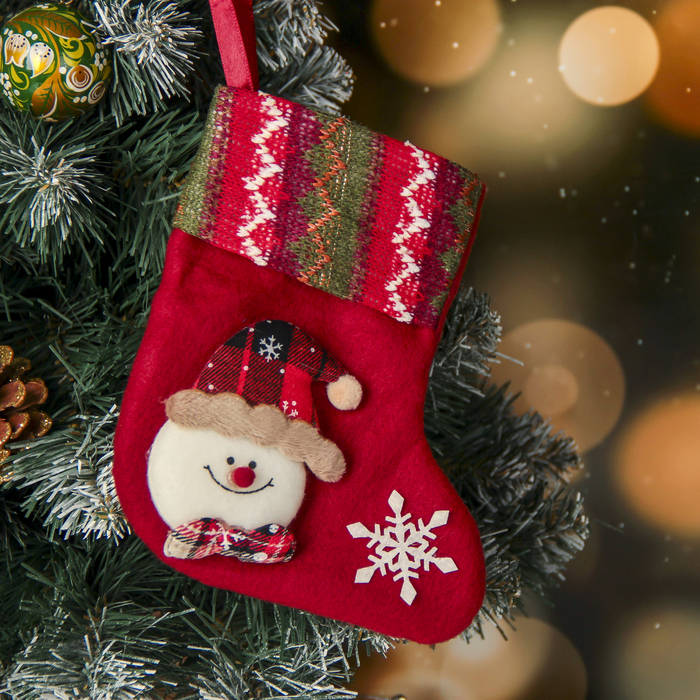 Носок для подарка "Рождество", 13*17 см, снеговик