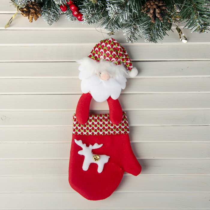 Мягкая варежка "Олень" 12,5*28 см, дед мороз