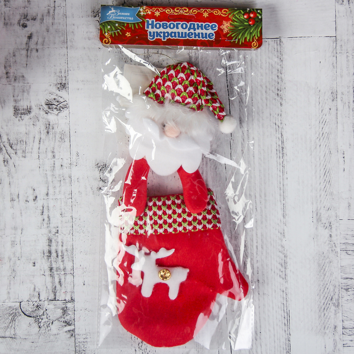 Мягкая варежка "Олень" 12,5*28 см, дед мороз