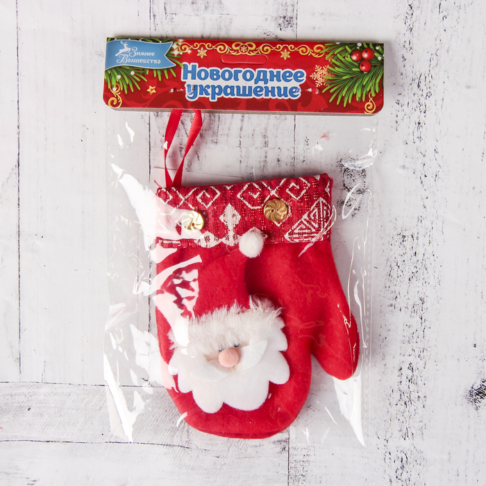Мягкая варежка "Торжество" 13*15 см, дед мороз