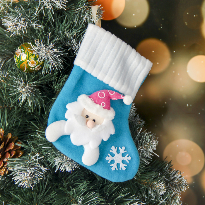 Носок для подарка "Снежинка" 14*16,5 см, дед мороз