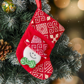 Носок для подарков 'Ночь перед Рождеством' 13*17,5 см, снеговик красный Ош