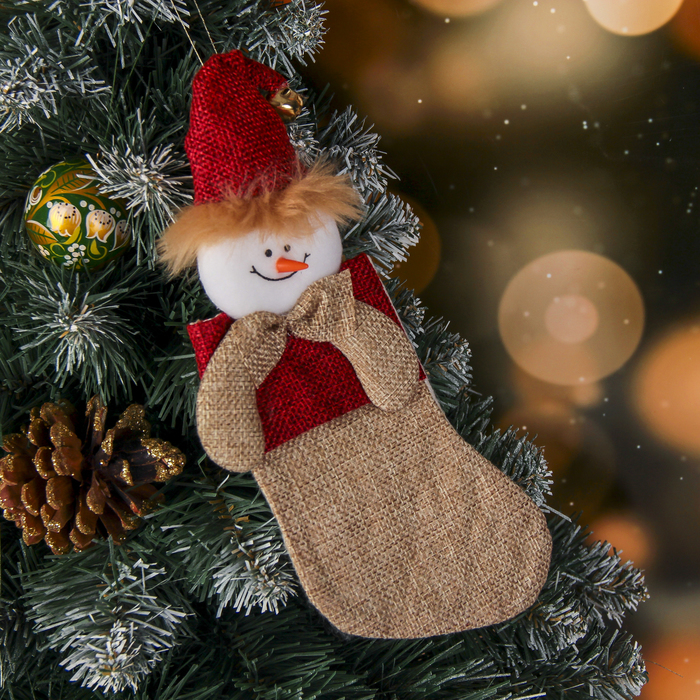 Носок для подарка "Забава" 9,5*22 см, снеговик