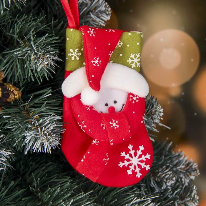 Носок для подарка "Снежный колпачок" 8,5*14 см, снеговик