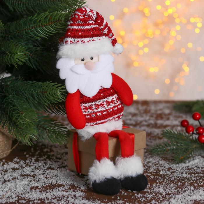 От 20 до 50 см  Сима-Ленд Мягкая игрушка Дед мороз в свитере 8*29 см красный