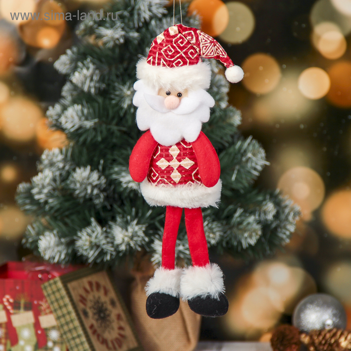 От 20 до 50 см Мягкая игрушка Дед мороз с узорами 8*30 см красный