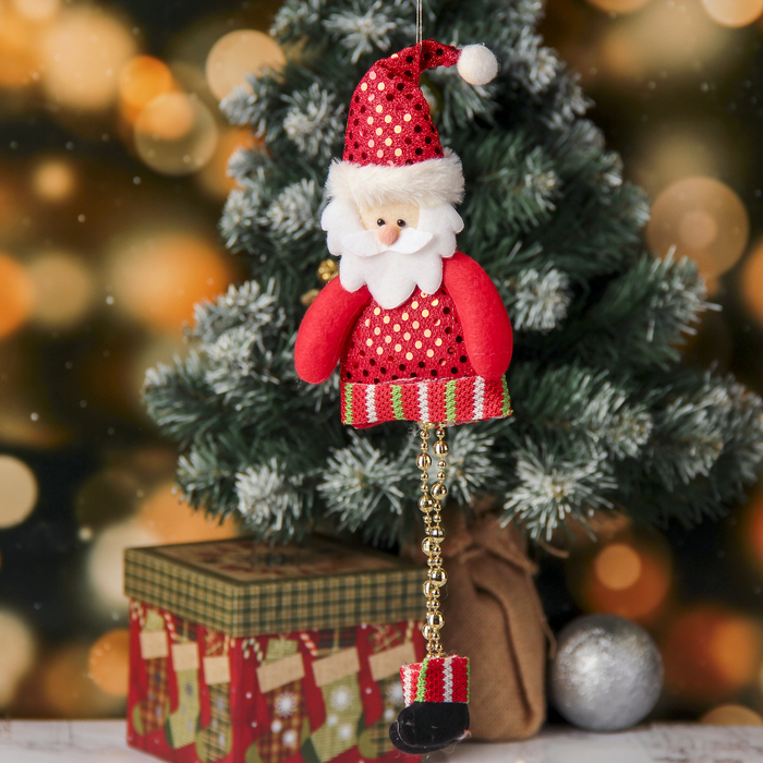 Подвеска мягкая "Дед мороз с блётсками" 9*26 см, ножки бусинки