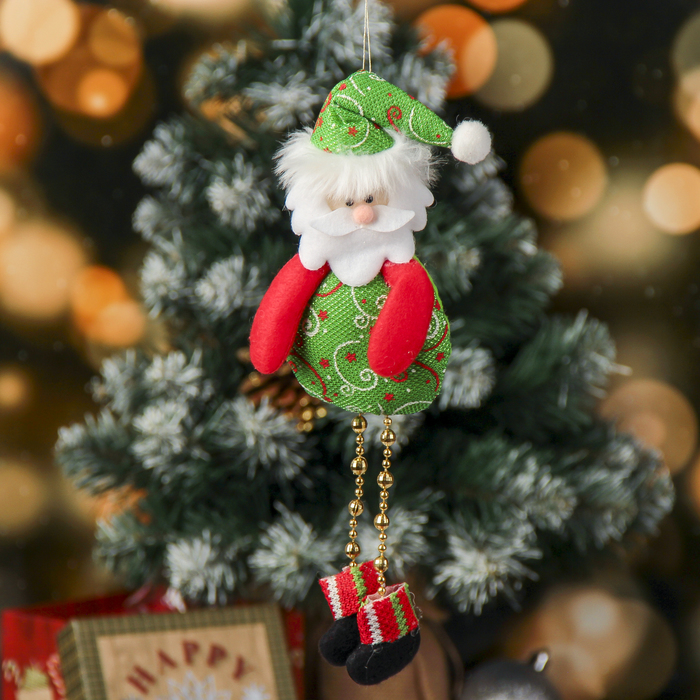 Подвеска мягкая "Пухляш Дед мороз" 8*26 см, ножки бусинки