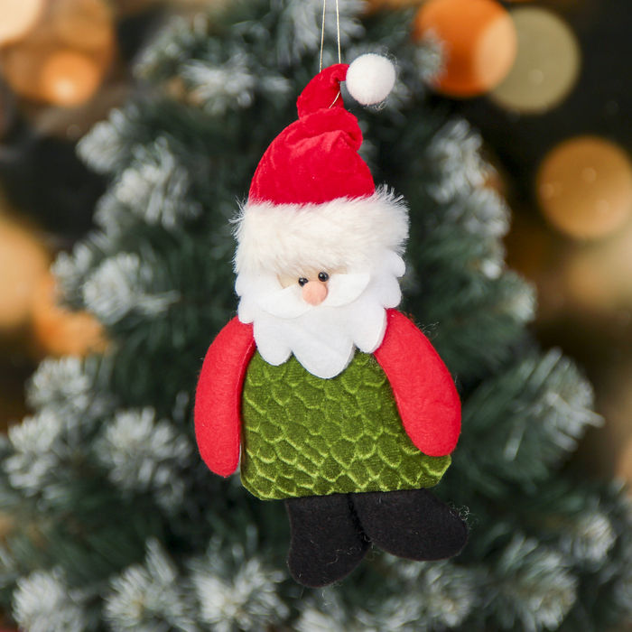 Подвеска мягкая "Дед мороз в зелёной шубке" 9*22 см