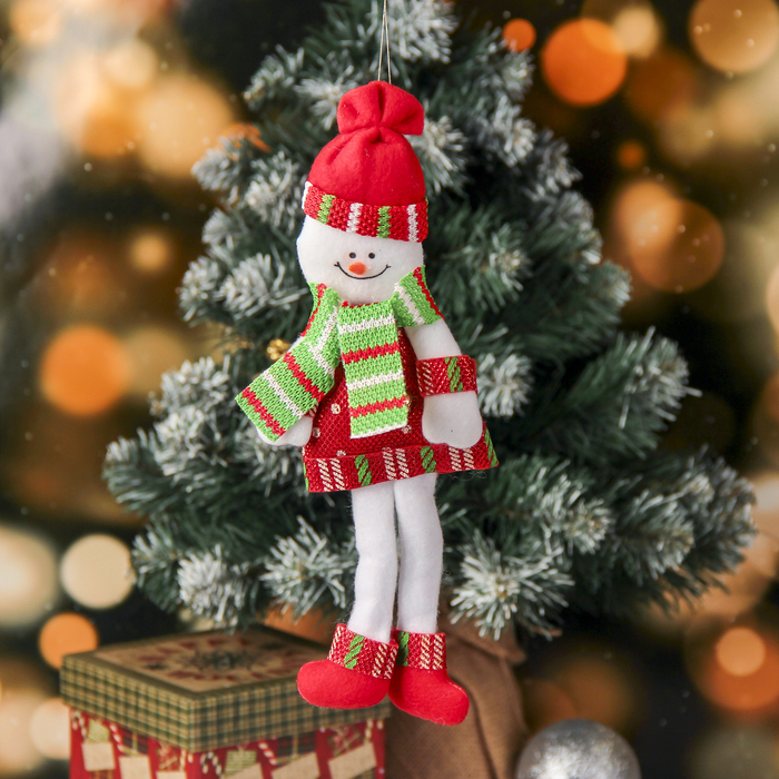 Подвеска мягкая "Снеговик" 9*26 см, блеск кружки