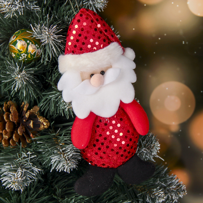 Подвеска мягкая "Дед мороз блеск" 8*21 см