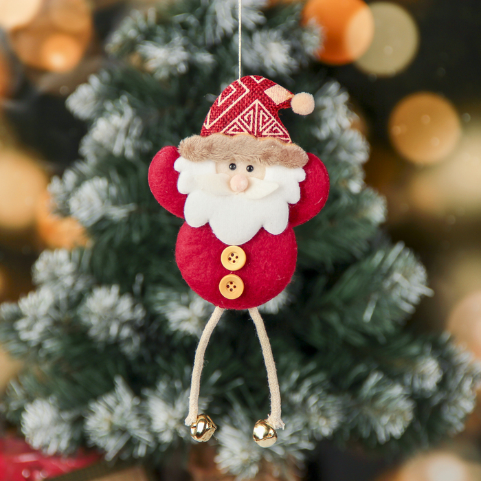 Подвеска мягкая "Дед мороз" 6,5*20 см розовые пуговки