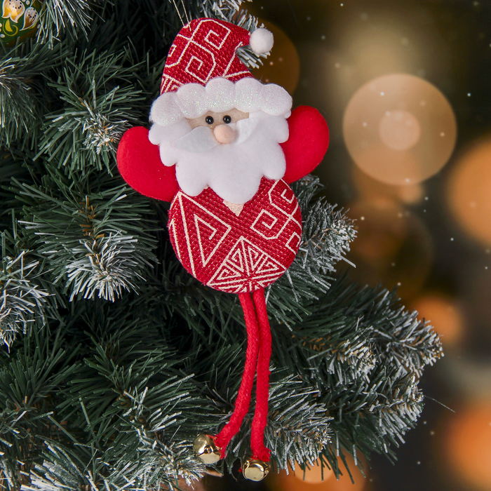Подвеска мягкая "Дед мороз в узорах" 6*20 см, красный