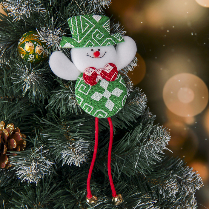 Подвеска мягкая "Снеговик в узорах" 6*20 см, зелёный