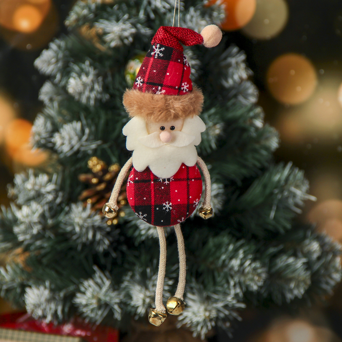 Подвеска мягкая "Дед мороз" 6*24,5 см клетка
