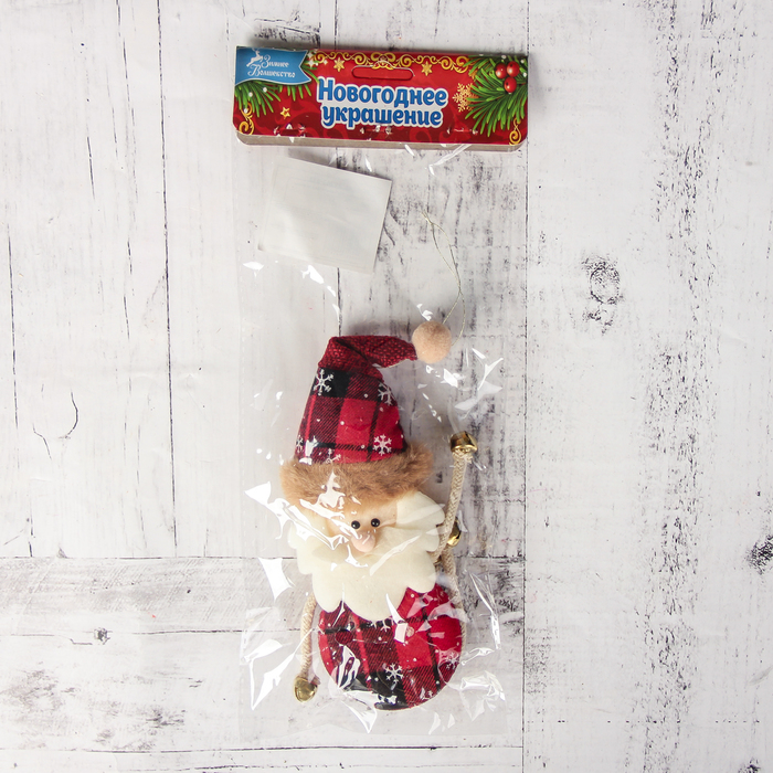 Подвеска мягкая "Дед мороз" 6*24,5 см клетка