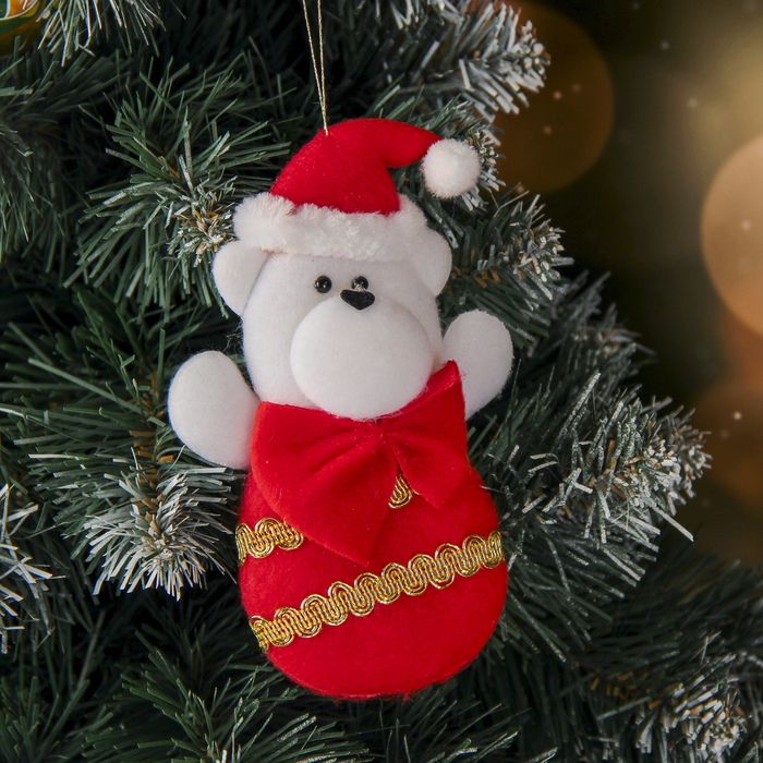 Подвеска мягкая "Мишка с золотыми лентами" 6,5*13 см