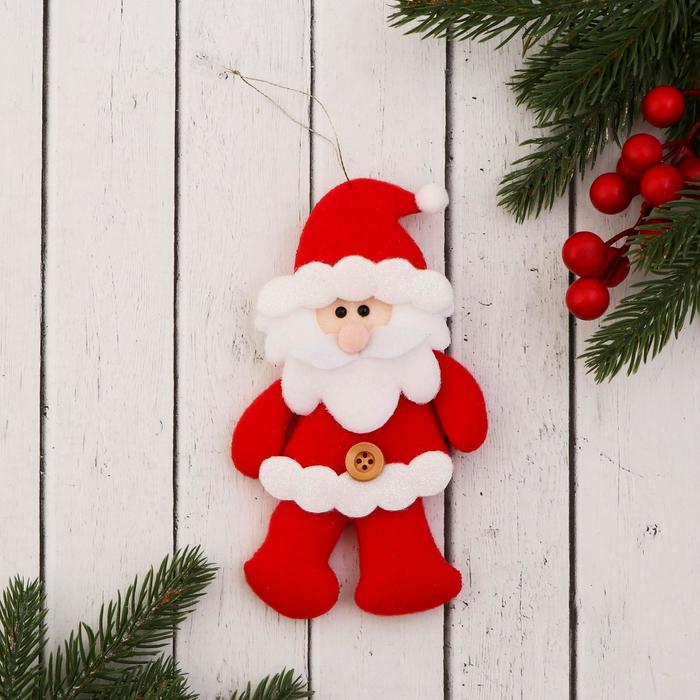 Мягкая подвеска Дед Мороз с пуговкой  8х15 см, бело- красный мягкий магнит дед мороз с ёлочкой 13 см бело красный