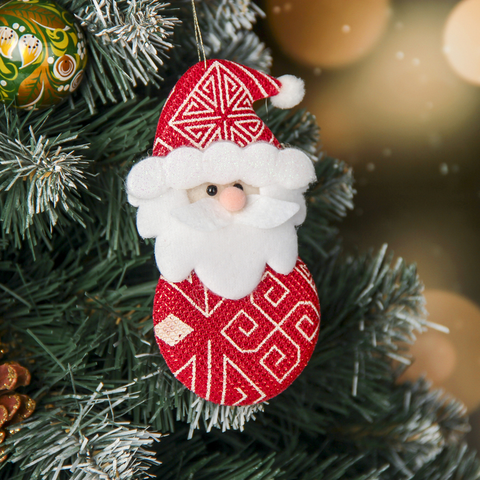 Подвеска мягкая "Дед мороз с узорами" 6,5*13 см