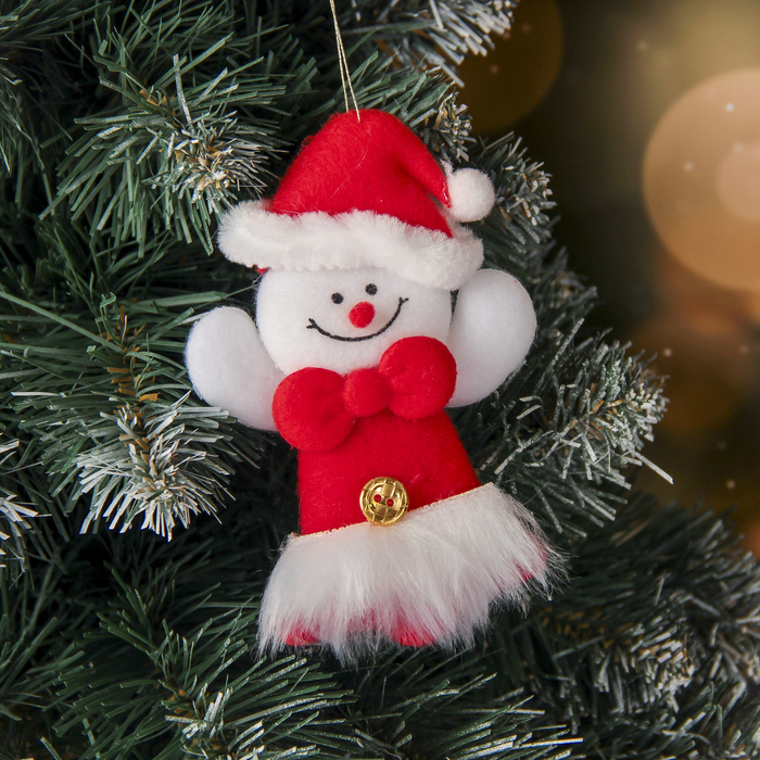 Подвеска мягкая "Пушистый снеговик" 6,5*12,5 см