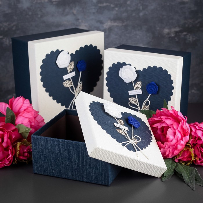 Набор коробок 3в1, 21 х 21 х 12,3 - 17 х 17 х 9,3 см МИКС