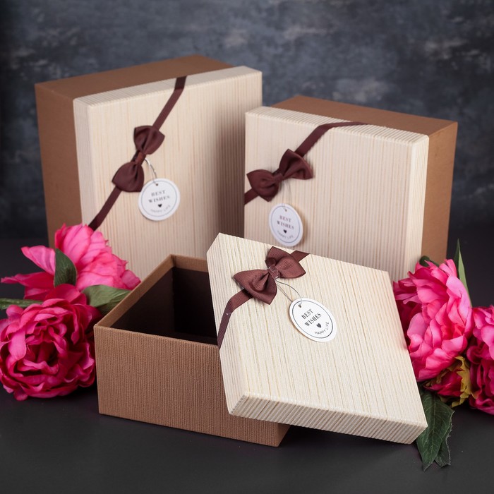 Набор коробок 3в1, 21 х 21 х 12,3 - 17 х 17 х 9,3 см МИКС